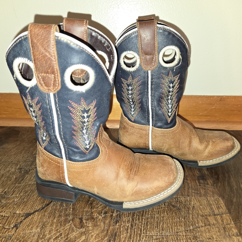 Roper Kids Western Cowboy Boots - Brown and Blue